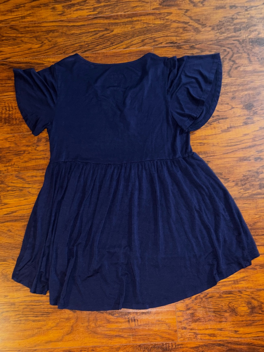 Torrid Super Soft Top Navy Blue White Floral V-Neck Short Sleeve Babydoll Blouse - Picture 8 of 8
